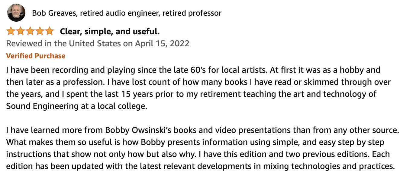 Bob Greaves Testimonial